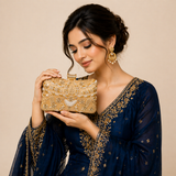 Pillow Zari Clutch | Golden