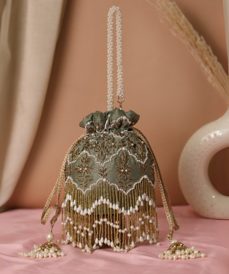 Chand Sage Green Potli | Made to Order