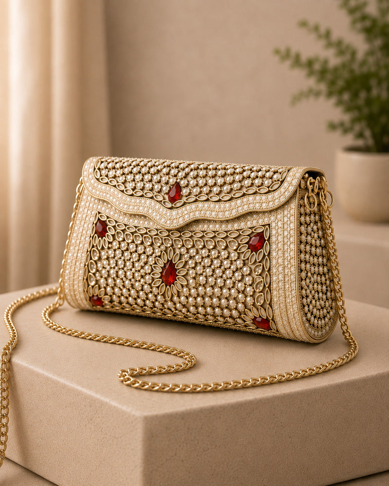 Sitara Gold-Ruby Clutch