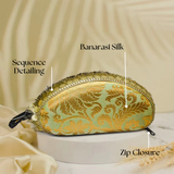 Banarasi  Silk Sunglasses Case | pistachio