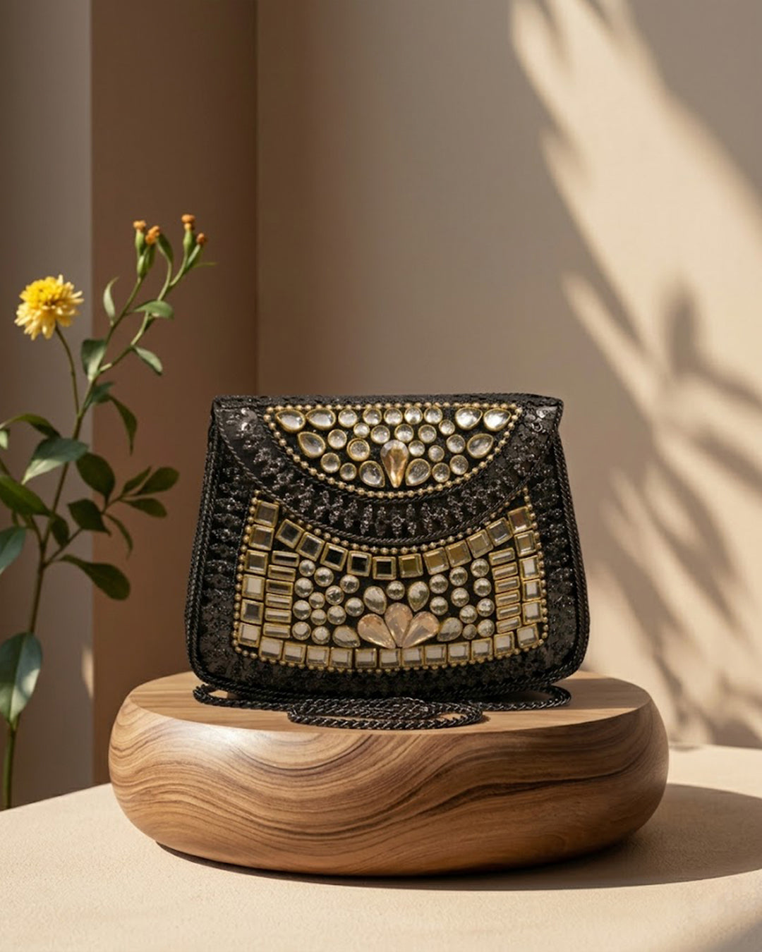 Sitara Peach Oxidized Mini Clutch