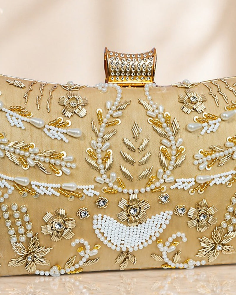 Pillow Zari Clutch | Golden