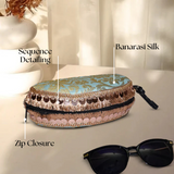 Banarasi Silk Sunglasses Case | Blue