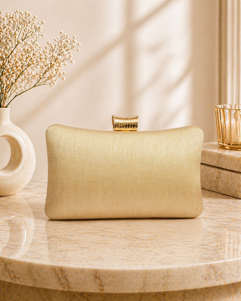 Pillow Zari Clutch | Golden