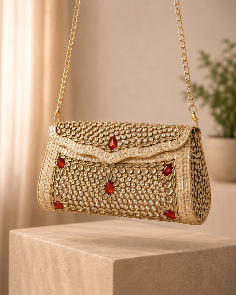 Sitara Gold-Ruby Clutch
