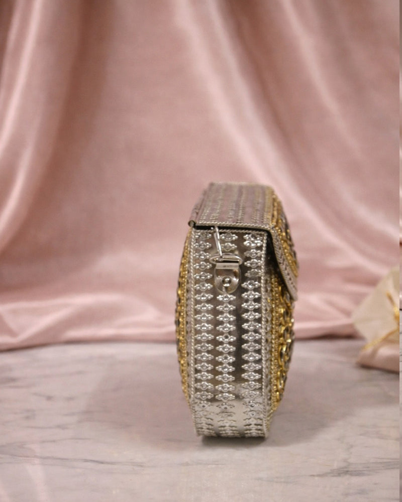 Sitara Silver Emerald Clutch