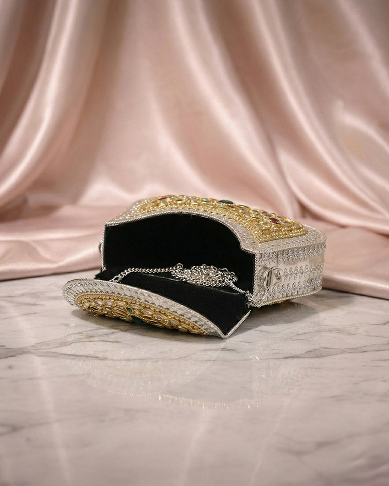 Sitara Silver Emerald Clutch