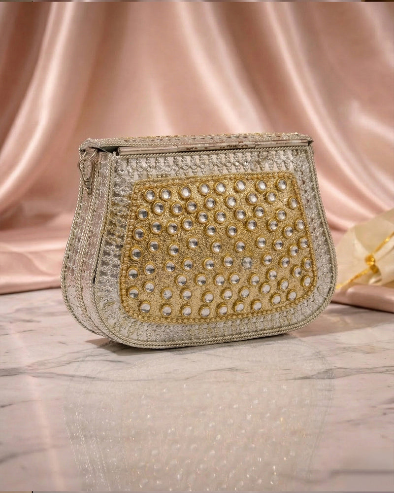 Sitara Silver Emerald Clutch