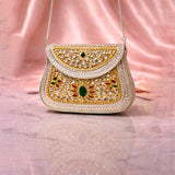 Sitara Silver Emerald Clutch