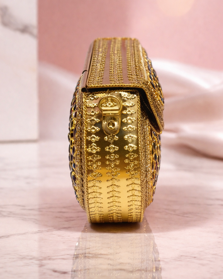 Sitara Gold Round Mini Clutch
