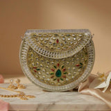 Sitara Silver Round Clutch