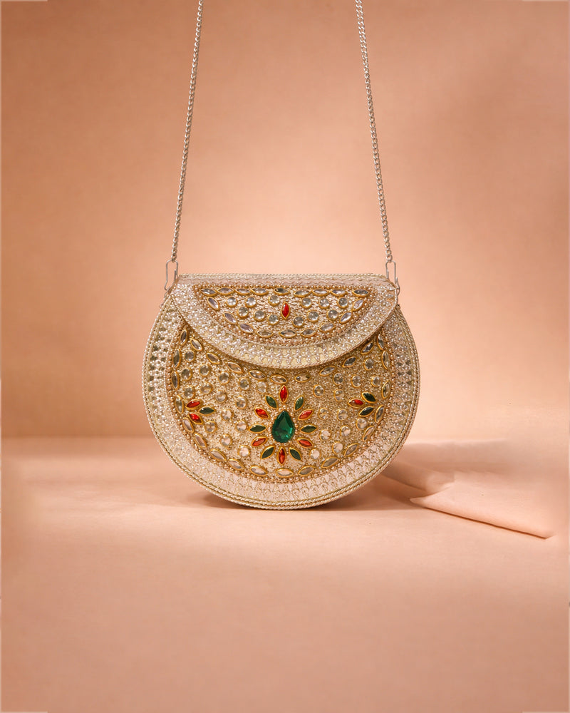 Sitara Silver Round Clutch