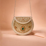 Sitara Silver Round Clutch