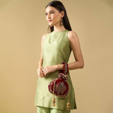 Raas Zardozi Maroon Potli