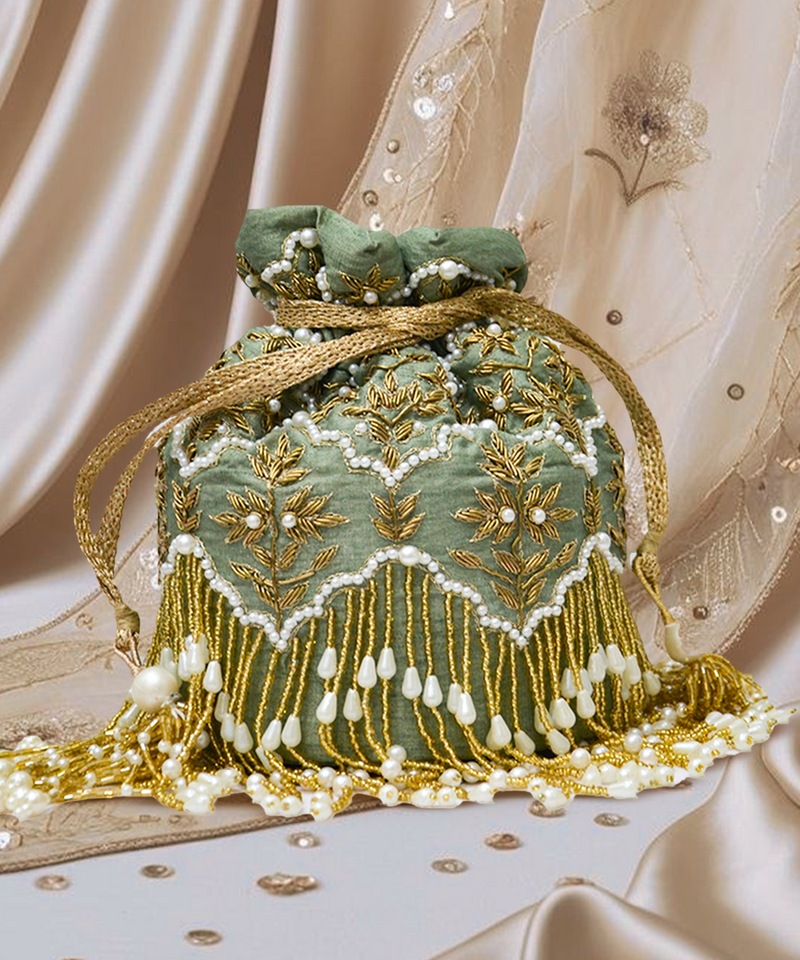 Chand Sage Green Potli | Made to Order