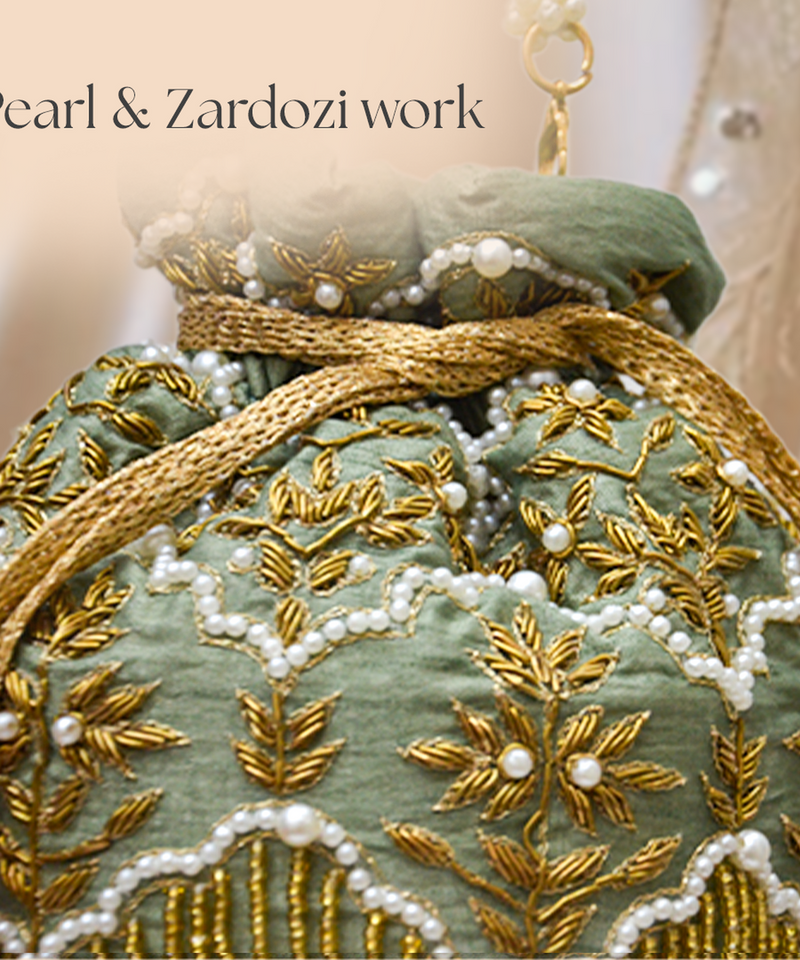 Chand Sage Green Potli | Made to Order