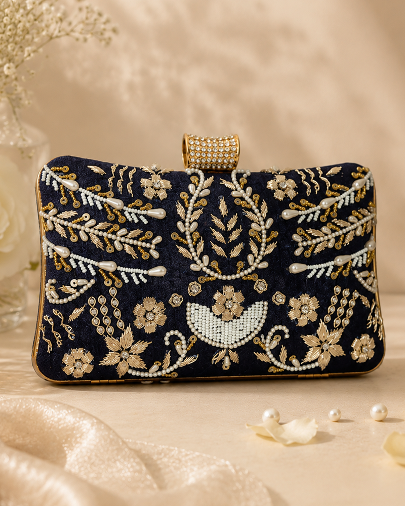 Pillow Zari Clutch | Blue