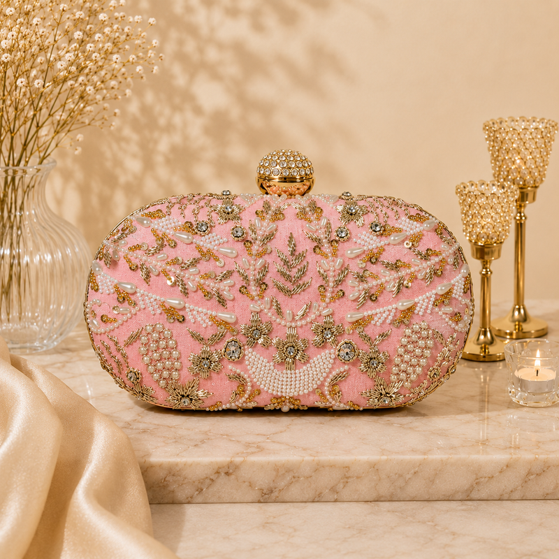 Capsule Zari Clutch | Pink