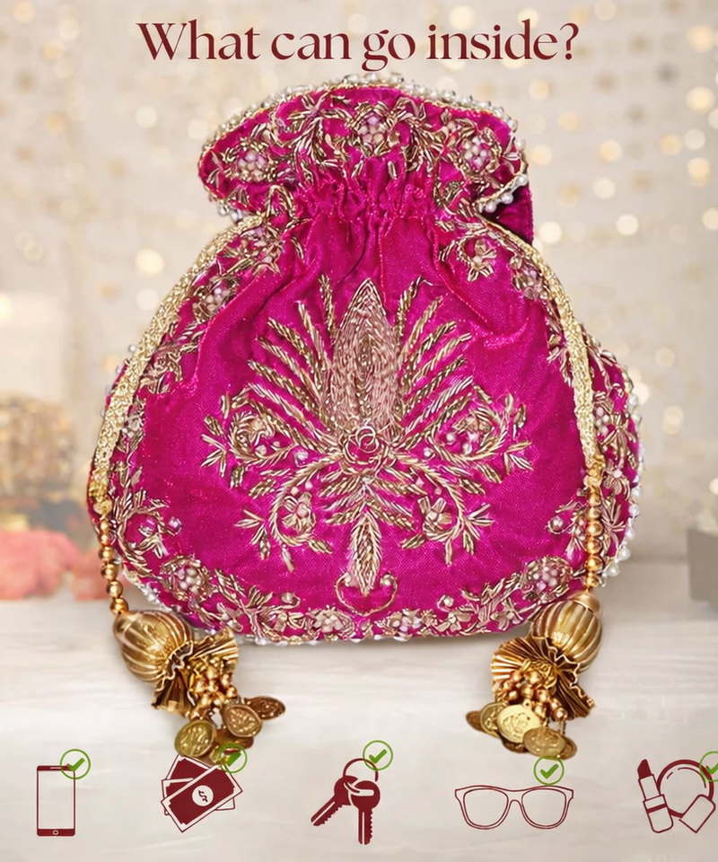 Raas Zardozi Pink Potli