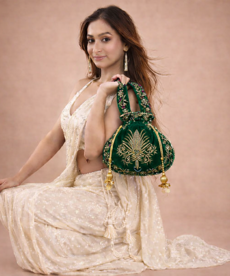 Raas Zardozi Green Potli