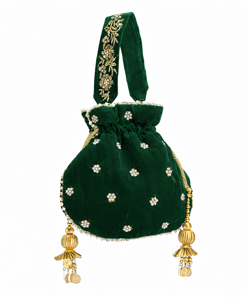 Raas Zardozi Green Potli