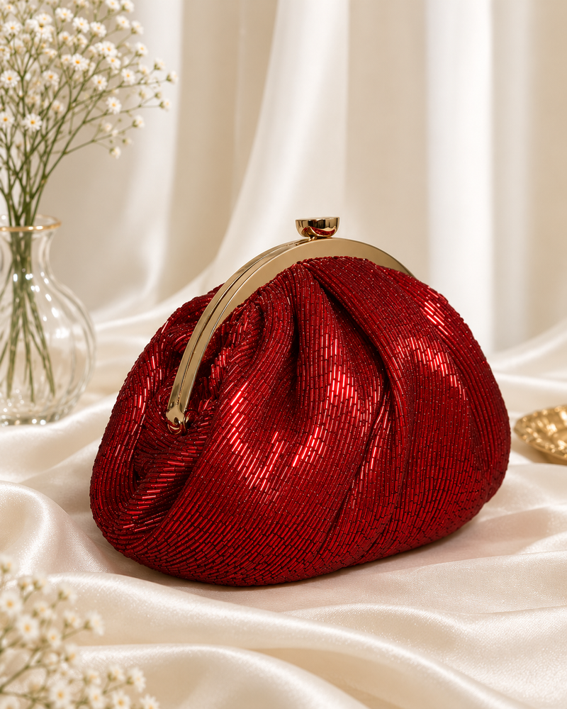 Maroon Cutdana Batua Bag
