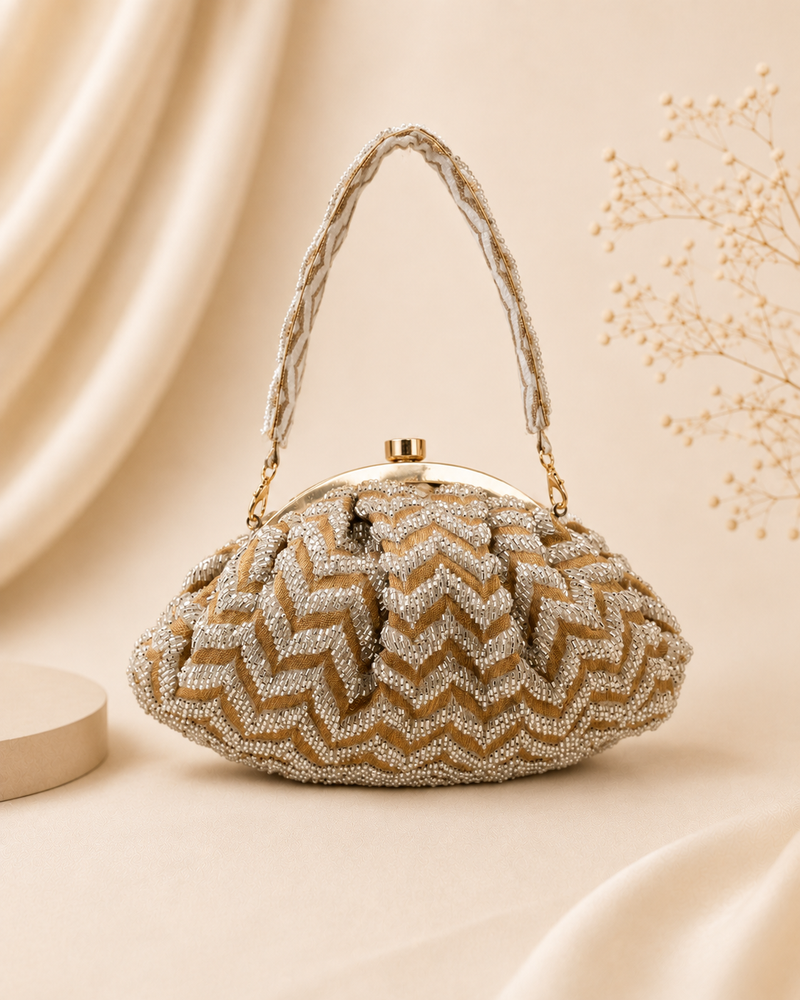 Golden-Silver Zig Zag Batua