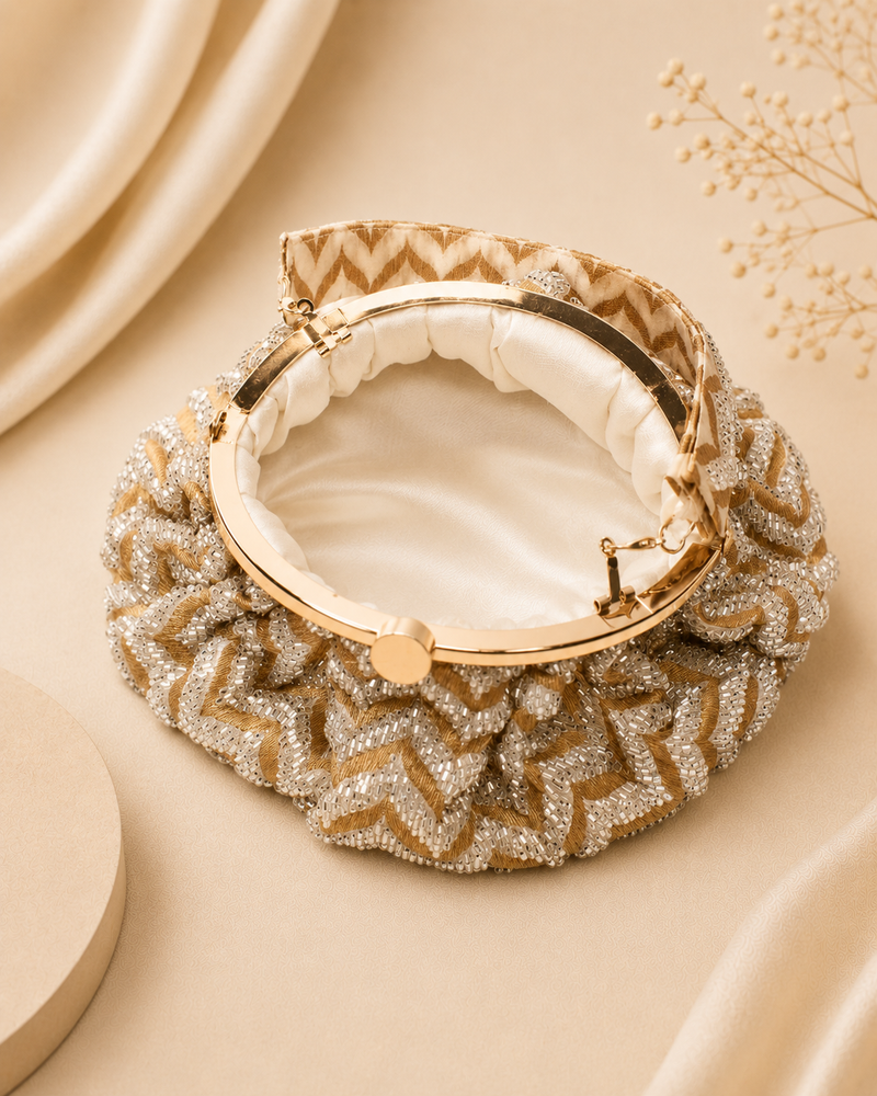 Golden-Silver Zig Zag Batua