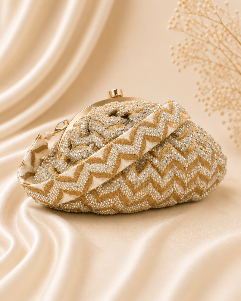 Golden-Silver Zig Zag Batua
