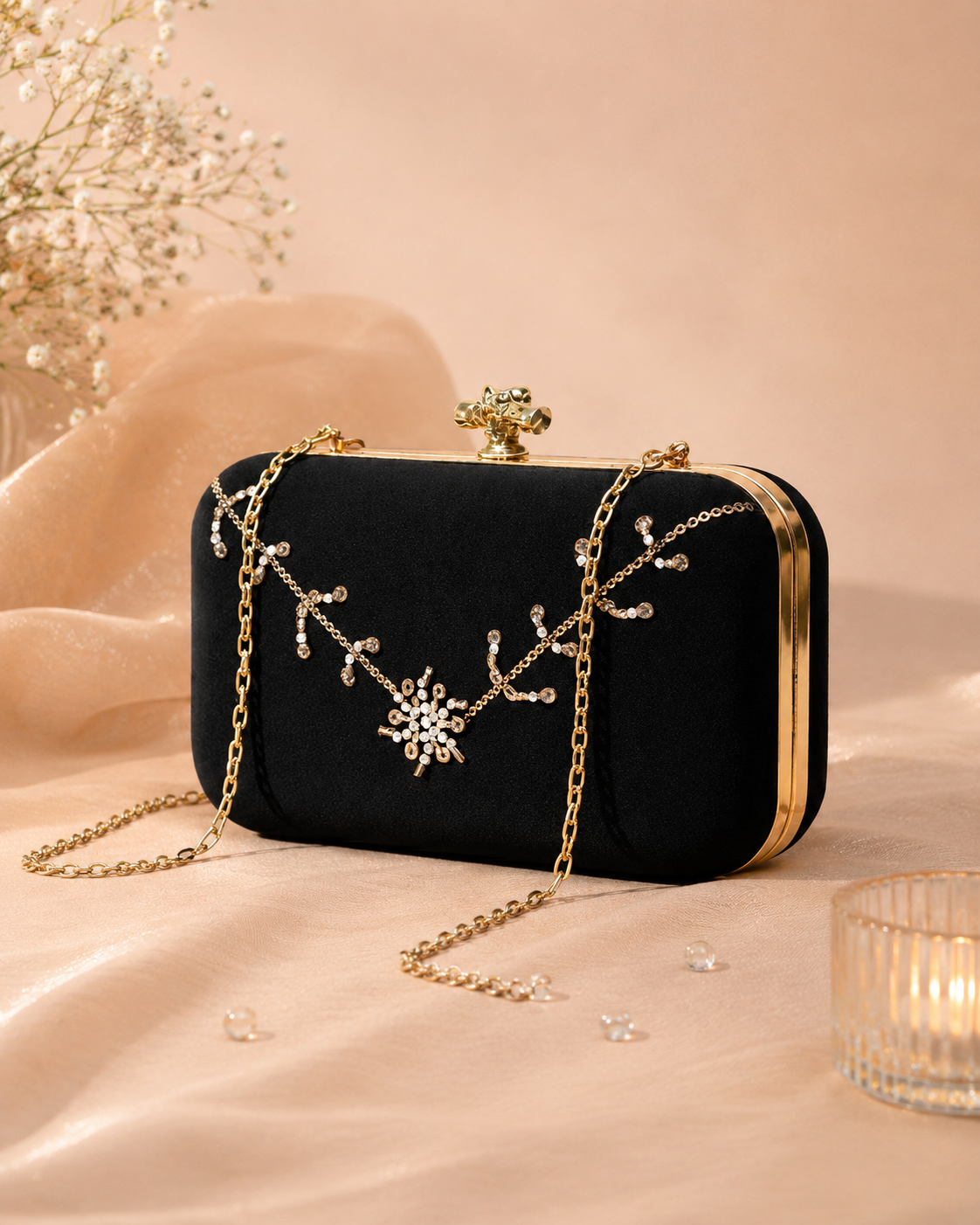 Embellished Sequin Box Clutch