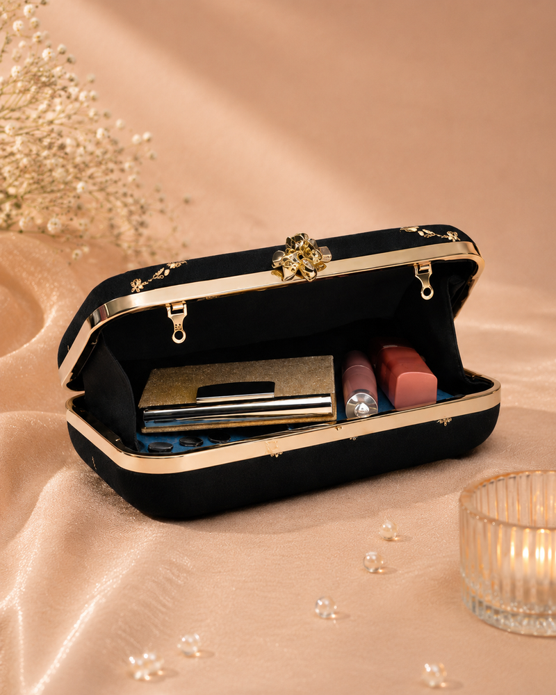 Embellished Sequin Box Clutch