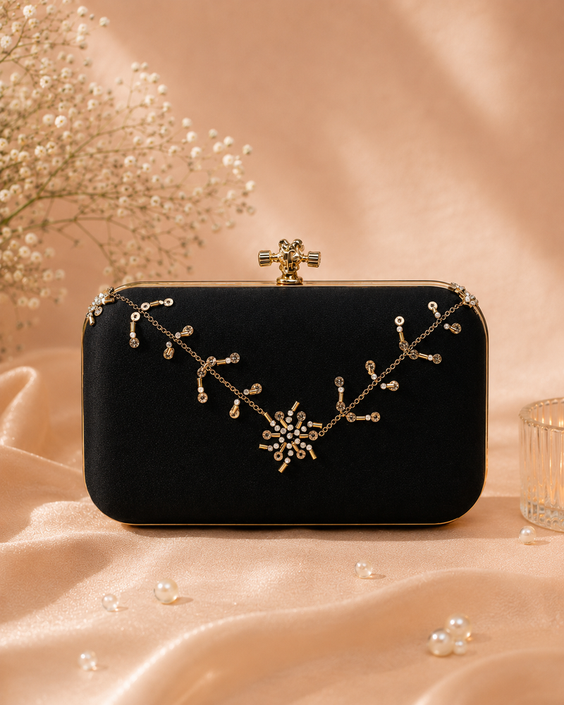 Embellished Sequin Box Clutch