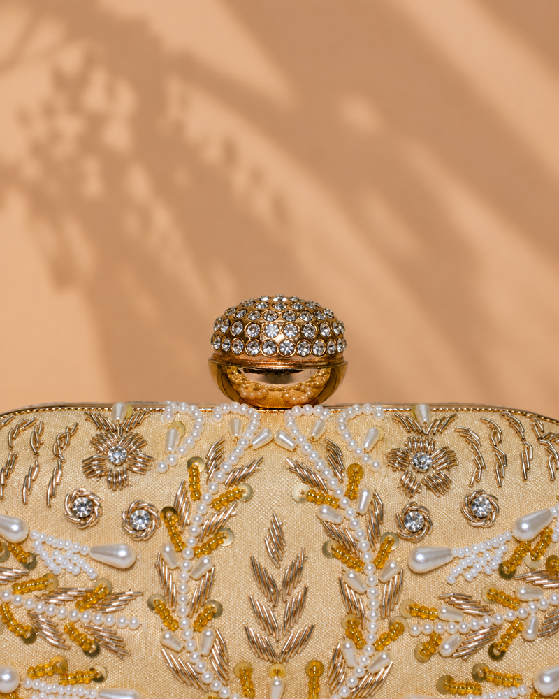 Capsule Zari Clutch | Golden