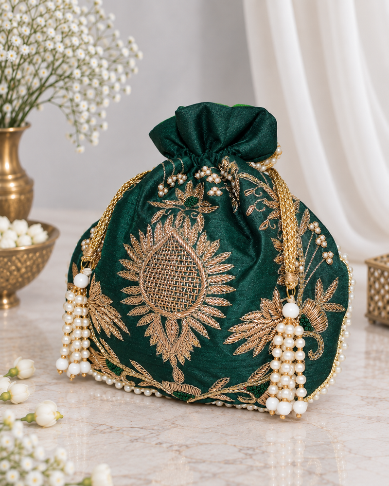 Maira Zardozi Green Potli