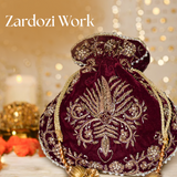 Raas Zardozi Maroon Potli