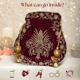 Raas Zardozi Maroon Potli