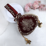 Raas Zardozi Maroon Potli