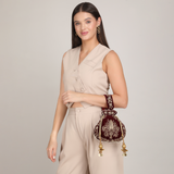 Raas Zardozi Maroon Potli