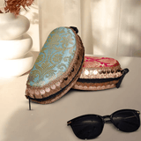 Banarasi Silk Sunglasses Case | Blue - Margenta - ArtFlyck