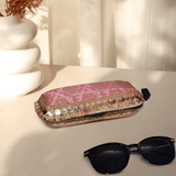 Banarasi Silk Sunglasses Case | Pink - ArtFlyck
