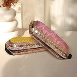 Banarasi Silk Sunglasses Case | Pink - Yellow - ArtFlyck