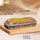 Banarasi Silk Sunglasses Case | Yellow - ArtFlyck