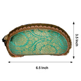 Brocade Silk Sunglasses Case | Green - Blue - ArtFlyck