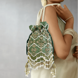 Chand Sage Green Potli | Made to Order - ArtFlyck