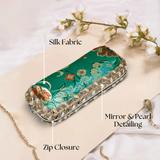 Green Silk Pearl Sunglasses Case - ArtFlyck