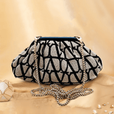 Jacquard Beige Black Batua - ArtFlyck