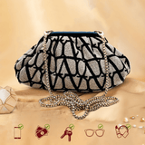 Jacquard Beige Black Batua - ArtFlyck