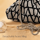 Jacquard Beige Black Batua - ArtFlyck