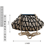 Jacquard Beige Black Batua - ArtFlyck