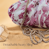 Jacquard Floral Pink Batua - ArtFlyck